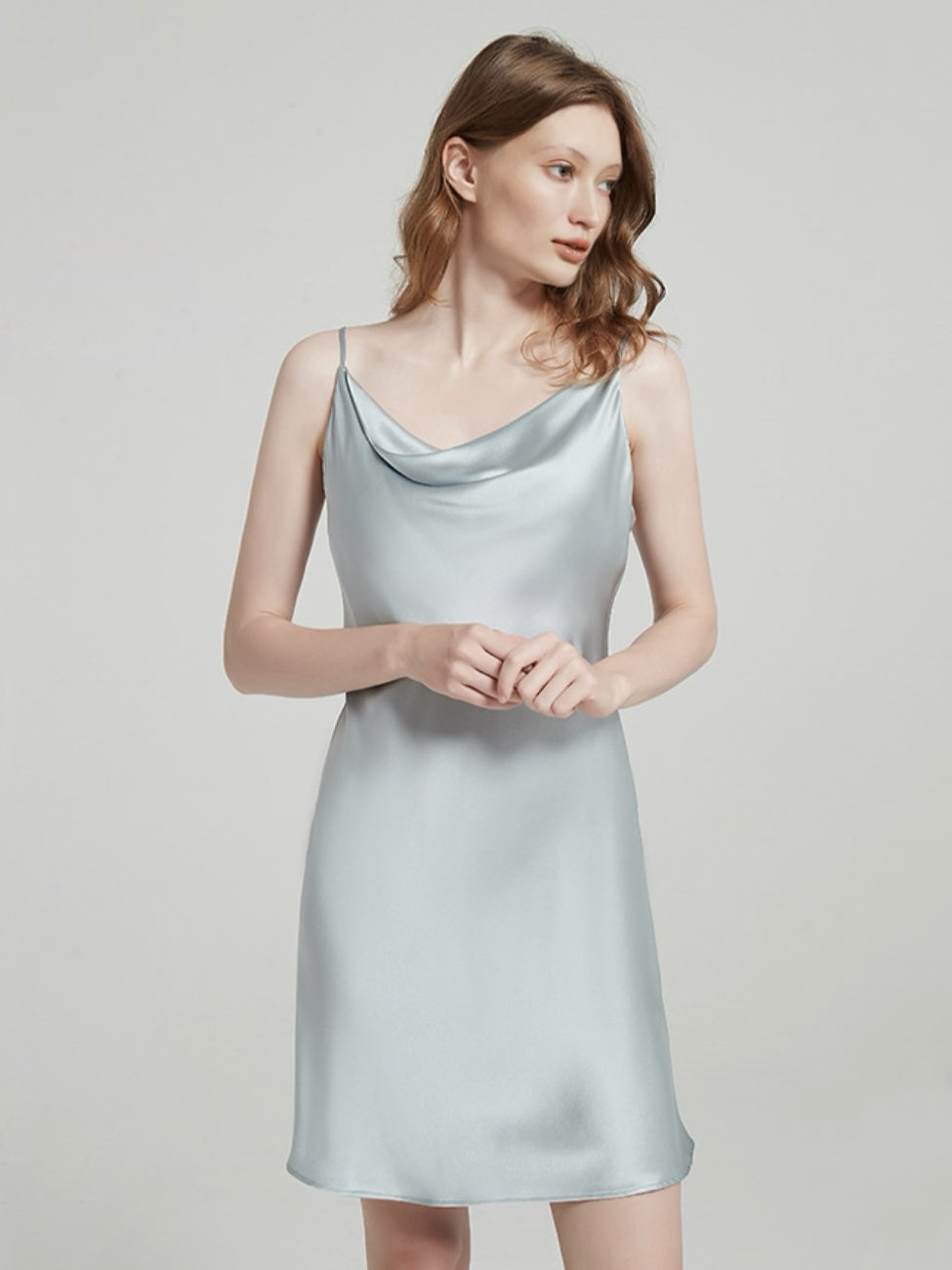 Powder Blue Silk Slip Dress