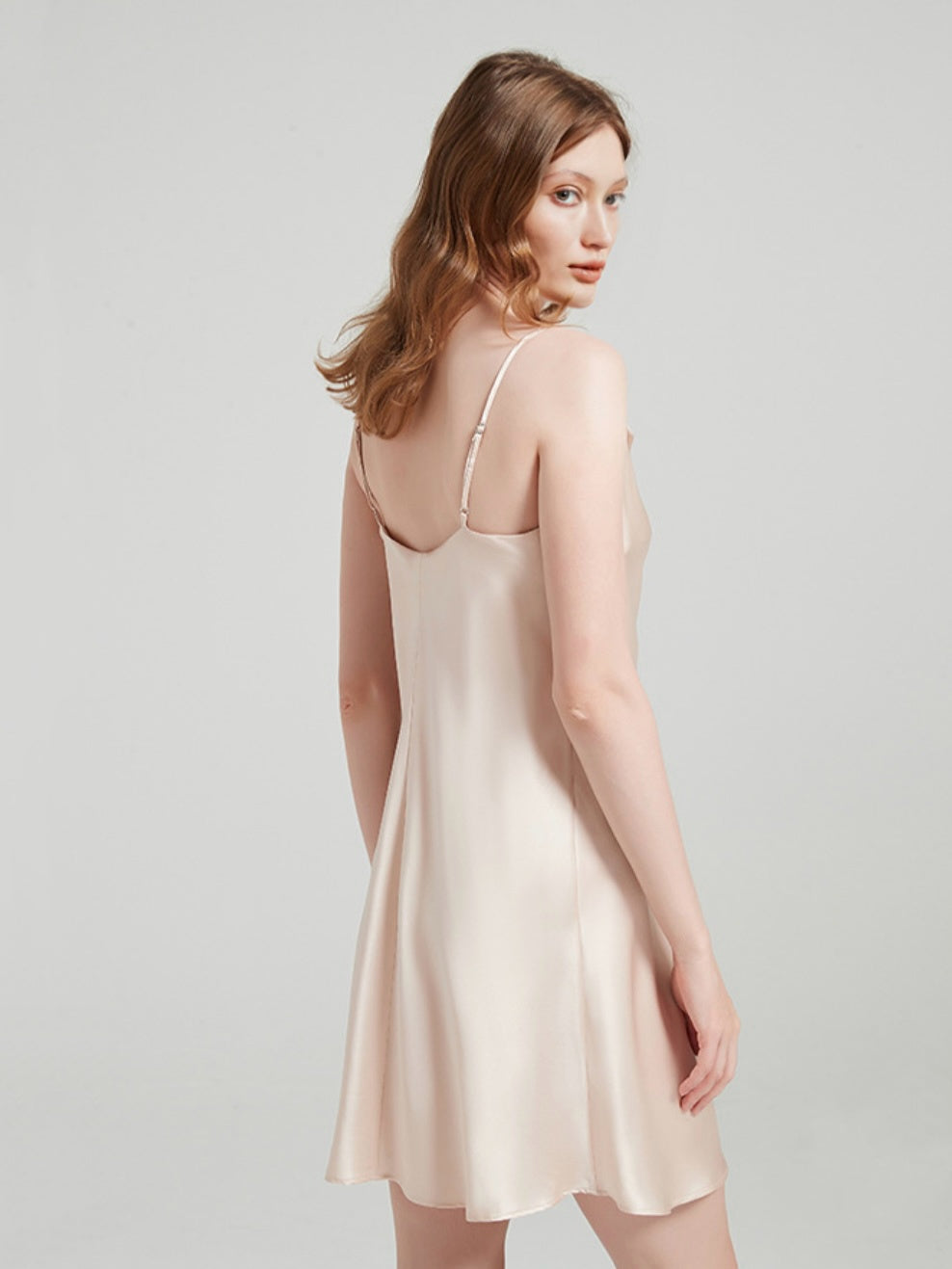 Apricot Silk Slip Dress