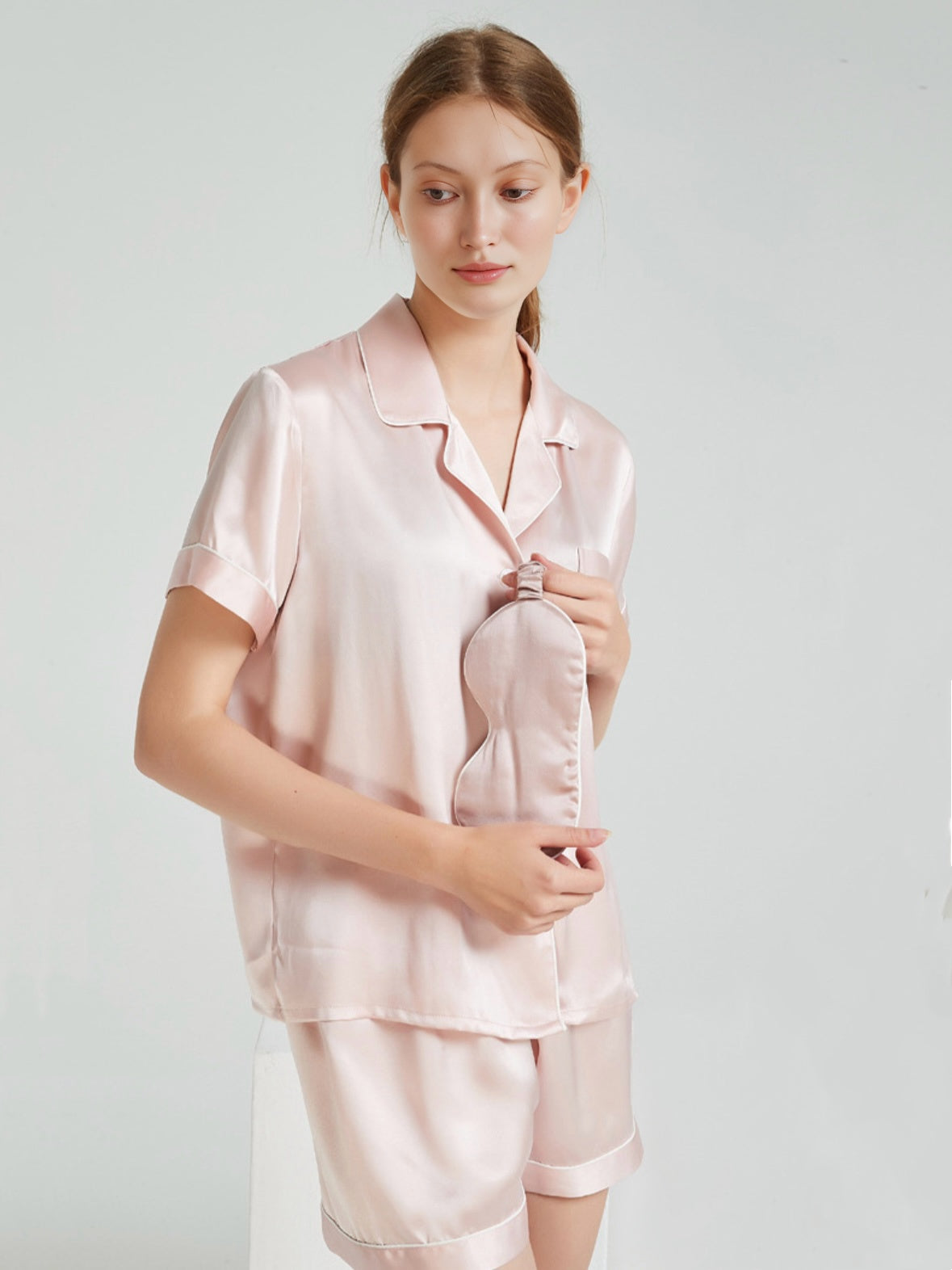 Rose Beige Short Pyjamas Set