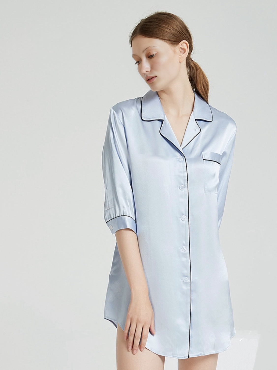 Powder Blue Silk Nightshirt