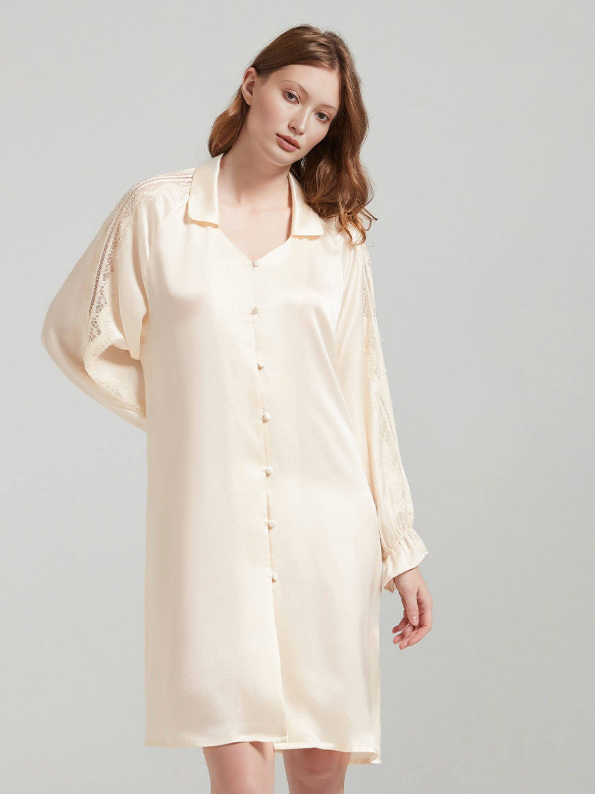 Pale Yellow Silk Nightshirt