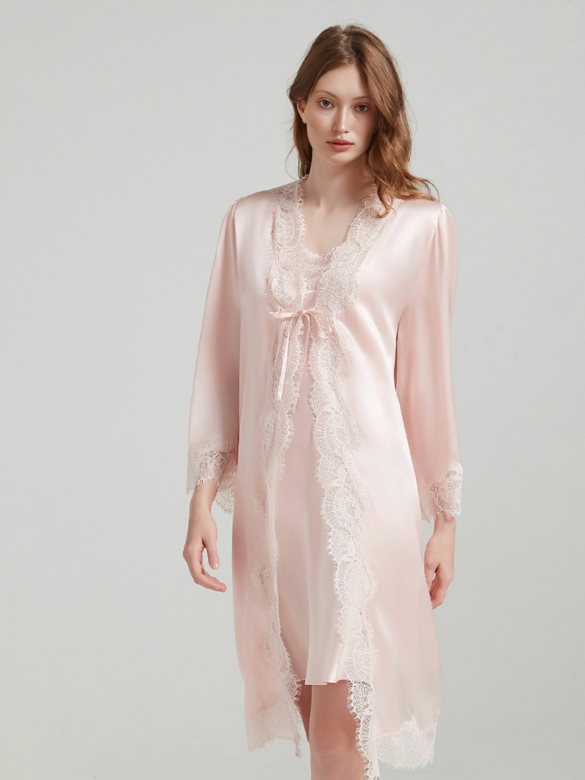 Pale pink Silk Lougewear Set