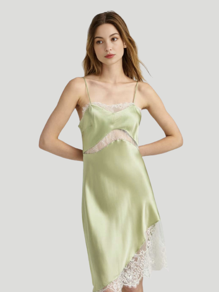 MINT | Lace Silk Slip Dress