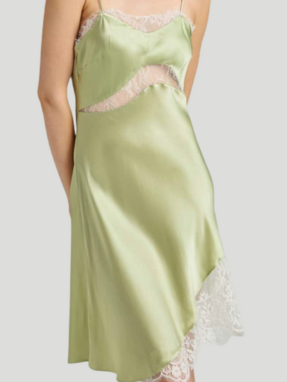 MINT | Lace Silk Slip Dress