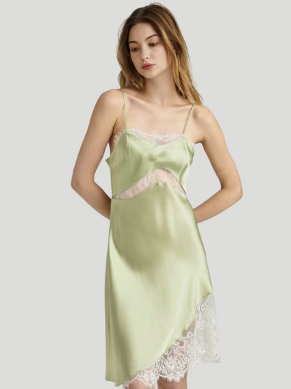 MINT | Lace Silk Slip Dress